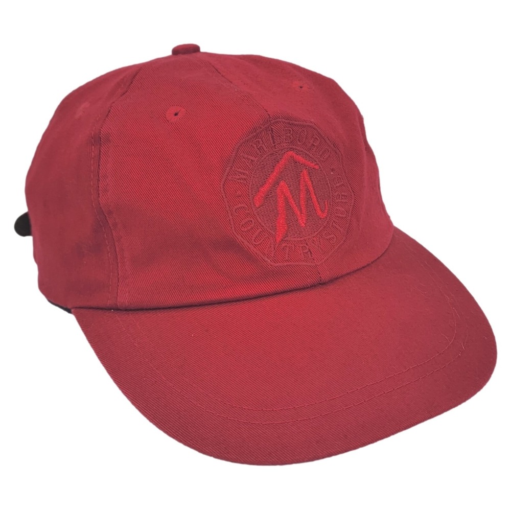 Marlboro Country Store Logo Hat OSFA Red Strapback Vintage 90s Y2K Dad Cap Promo
